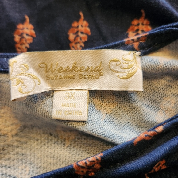 Weekend Suzanne Betro Navy and Rust Women's Tunic Top - Picture 6 of 6